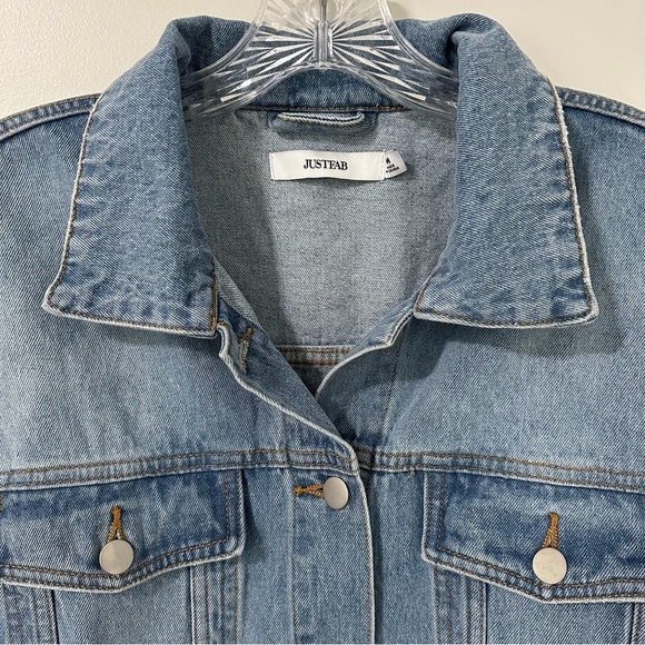JustFab Oversized Light Blue Jean Jacket - Picture 7 of 12
